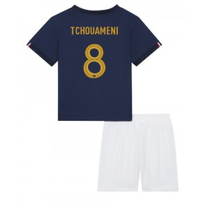 Francuska Aurelien Tchouameni #8 Domaci Dres za Dječji SP 2022 Kratak Rukavima (+ kratke hlače)